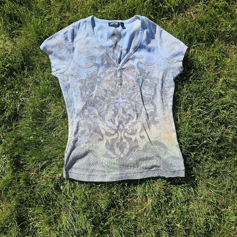 Apt. 9 Women's Blue Graphic Top